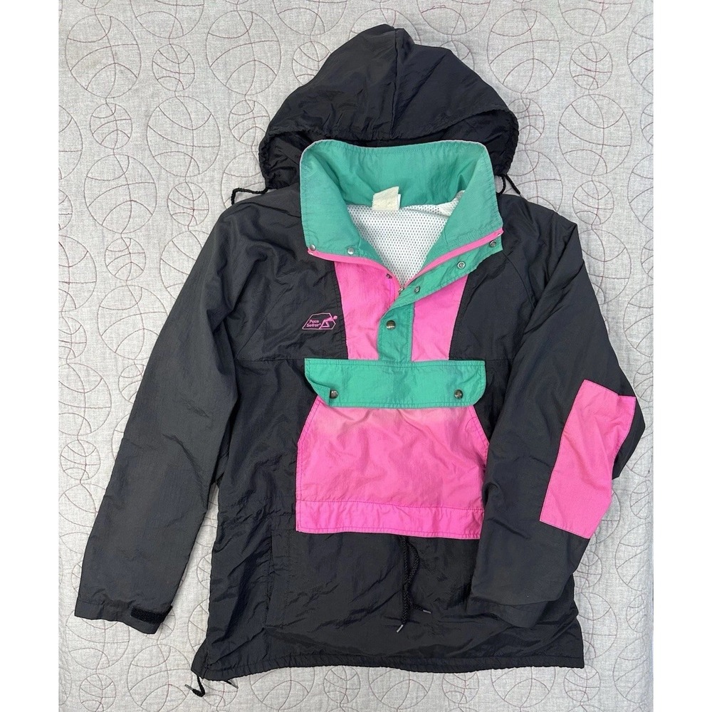 VTG Pace Setter Neon Windbreaker Cycling Anorak Jacket Hood‎ / Men's XL / Canada